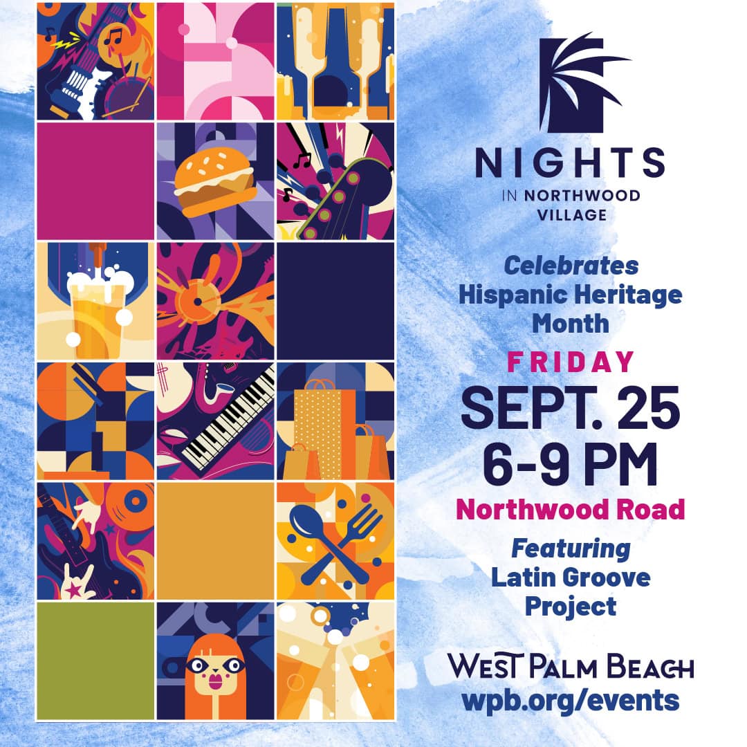 Colorful poster for Northwood Nights celebrating Hispanic Heritage Month on Sept 25.